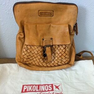 Pikolinos Woven Leather Backpack Purse